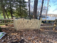 <b>3 Rail Split Rail Fence with Black Mesh and single spaced picket drive gate</b>